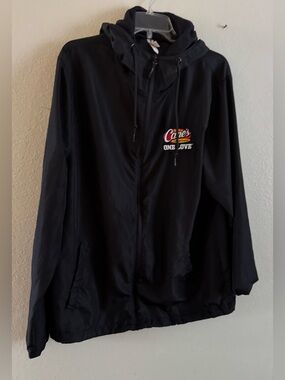 Raising Cane’s Men’s Windbreaker Jacket Black Size L Pocket Hood Independent